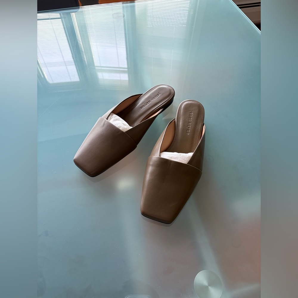 NWOB. $545 Jenni Kayne Mia Mule Leather Square Toe Flat Shoe Earthen Green Sz 39 - Picture 7 of 16
